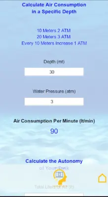 Oxygen Cylinder Autonomy for Diving and First Aid android App screenshot 1